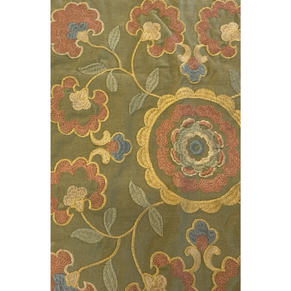 Harbor House Embroidered Pillow Sham 17"x17" Green Floral Boho Hippie Old World - Picture 8 of 16